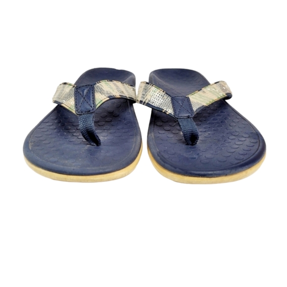Vionic Tide ll Zebra Sequined Blue Flip Flop Thong Sandals - Picture 7 of 13